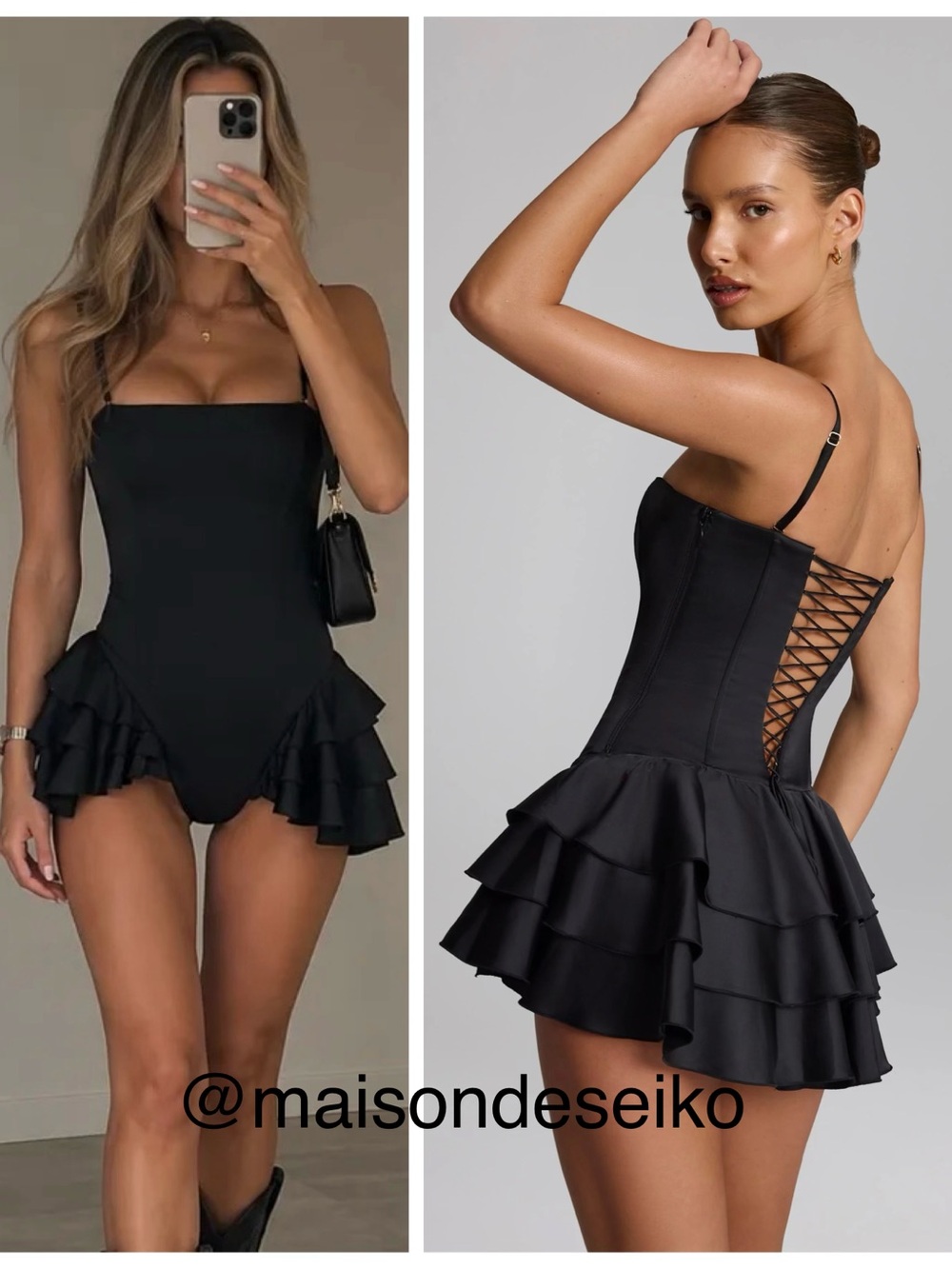 NEW Oh Polly Mini Dress Black Priaska Ruffle Corset Romper Playsuit size US 2
